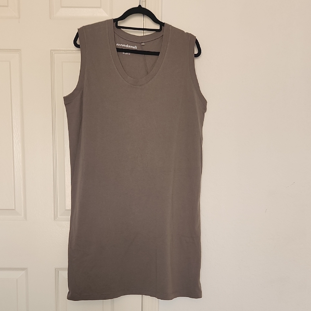 Norma Kamali Gray 100% Organic Sleeveless Dress Sz XL